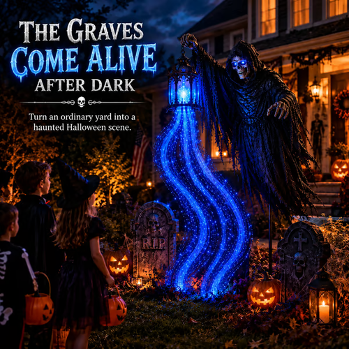 🎁Half Price! 36-Inch Halloween Character + Moving Ghost Light – Turn Your Lawn into a Haunted Cemetery 💀