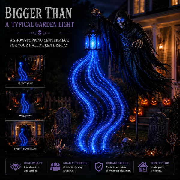 🎁Half Price! 36-Inch Halloween Character + Moving Ghost Light – Turn Your Lawn into a Haunted Cemetery 💀