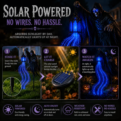 🎁Half Price! 36-Inch Halloween Character + Moving Ghost Light – Turn Your Lawn into a Haunted Cemetery 💀